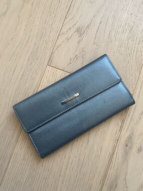 Danier Metallic Slate Gray Leather Long Wallet